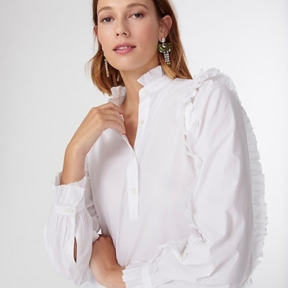 J. Crew Classic-fit Ruffle Popover-Cotton-NWT-Medium